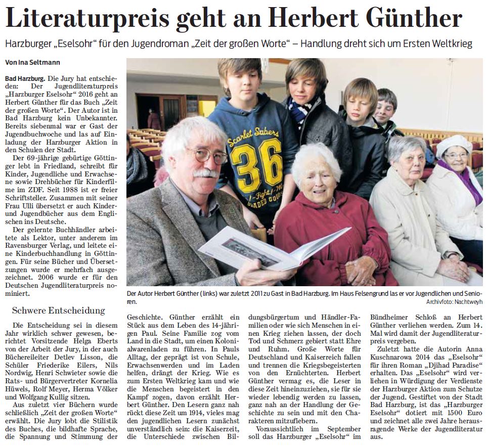 Artikel in der Goslarsche Zeitung