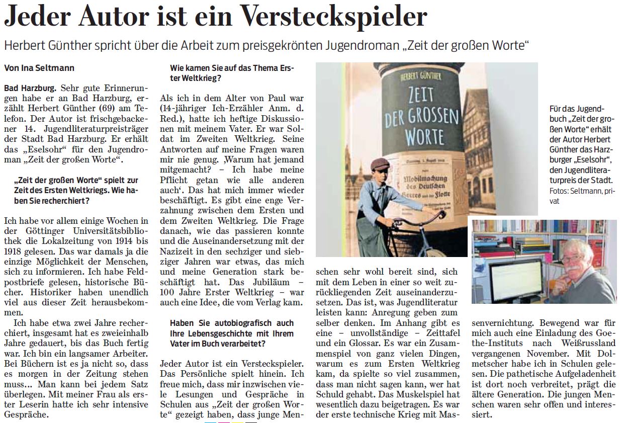 Interview in der Goslarsche Zeitung
